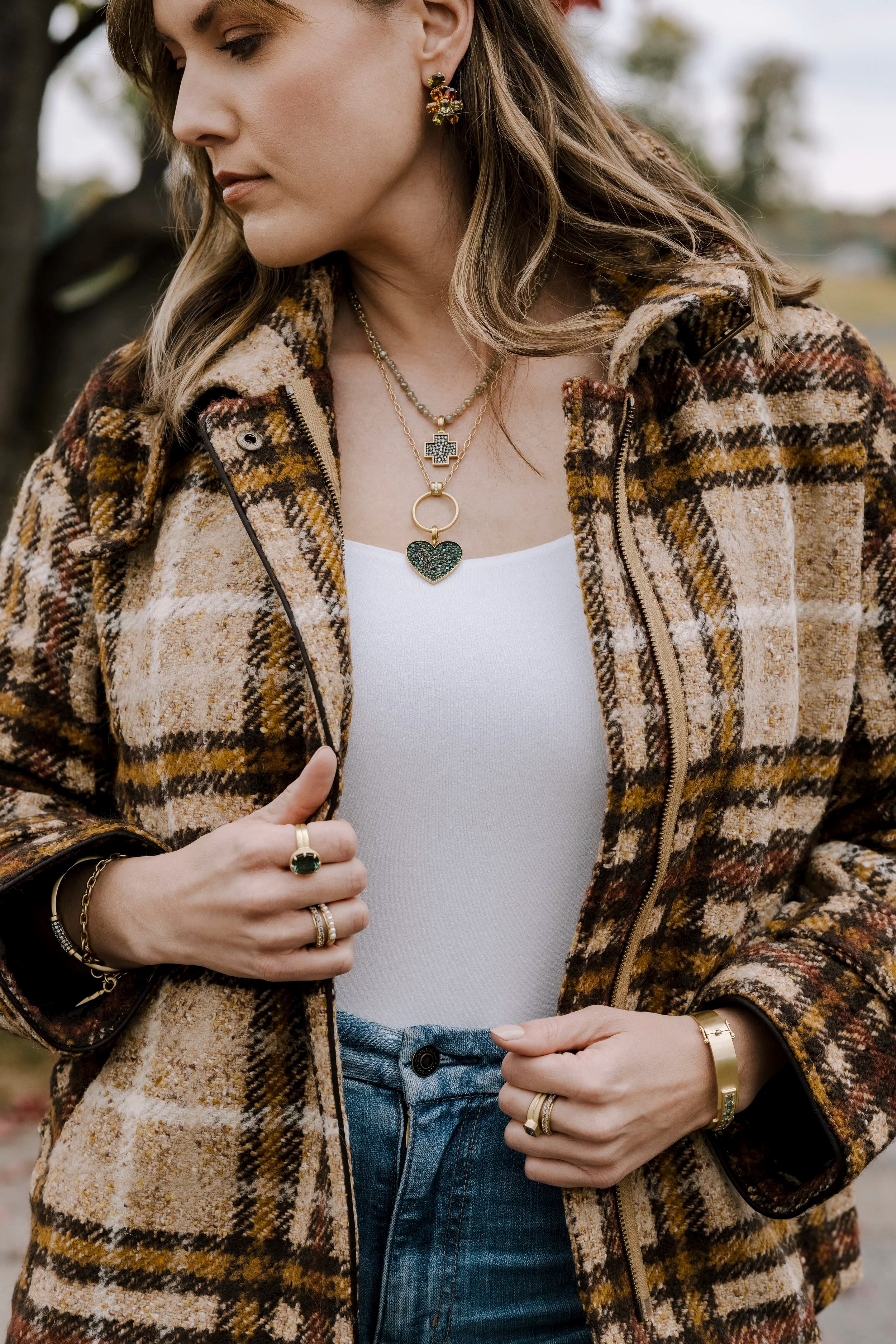 Pavé Cross Pendant - Grey Diamond