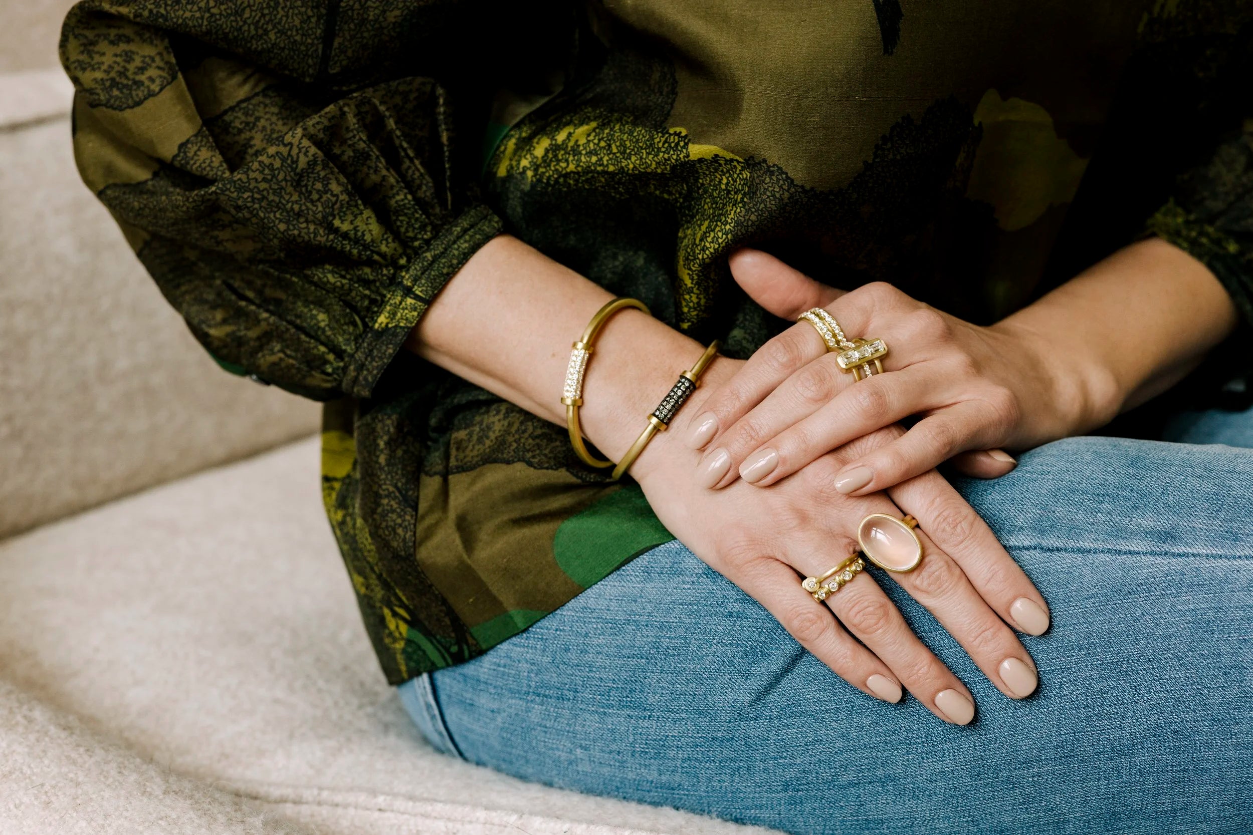 Puffed Cabochon Ring - Large Oval Moonstone