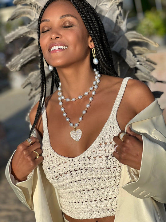 Long Frame Earrings - South Seas Pearls