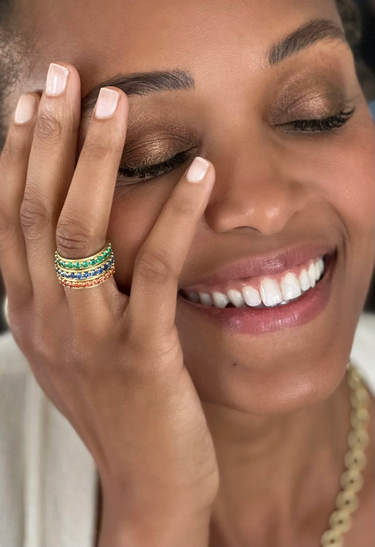 Edged Eternity Band - Emerald