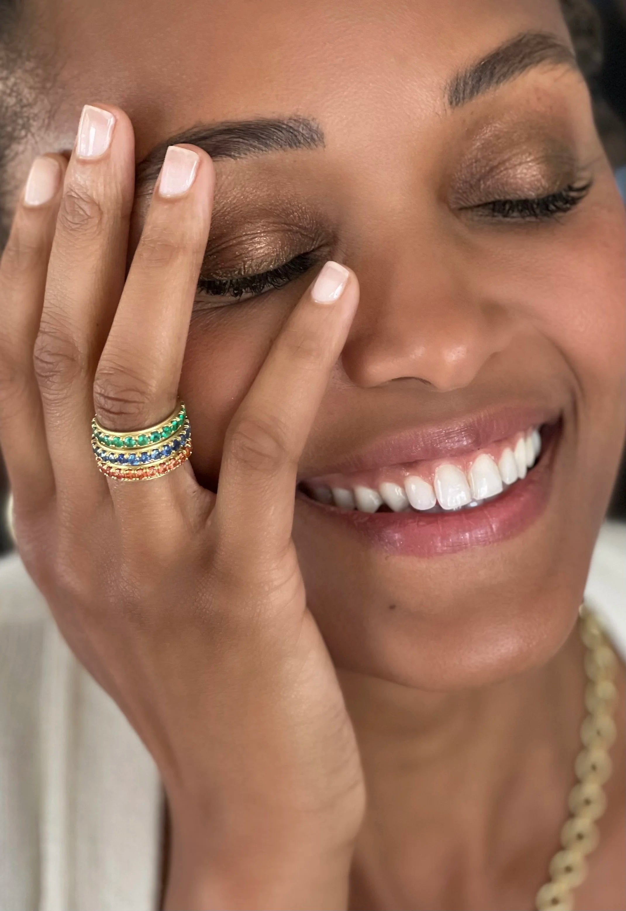 Edged Eternity Band - Orange Sapphire