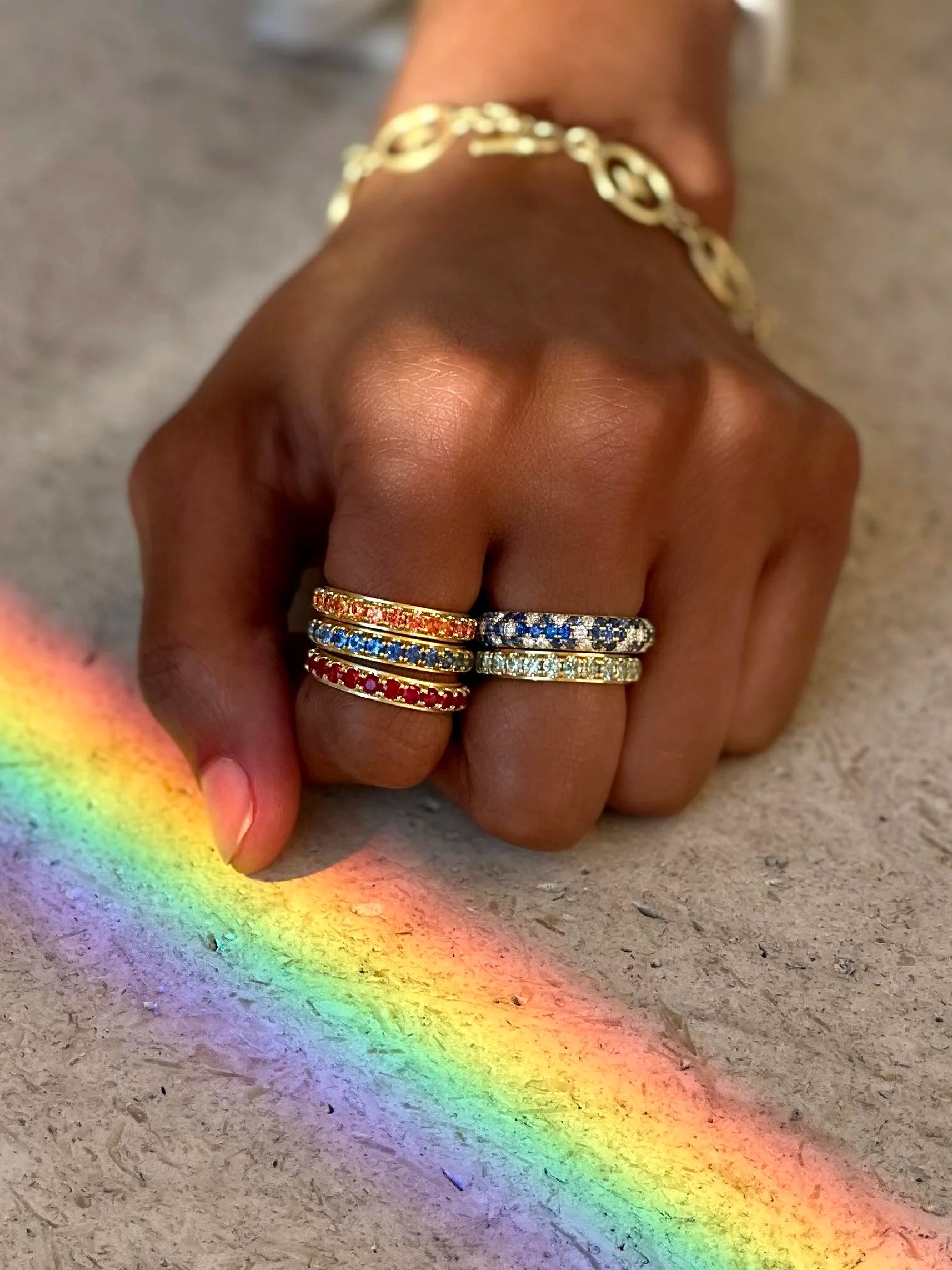 Edged Eternity Band - Ruby