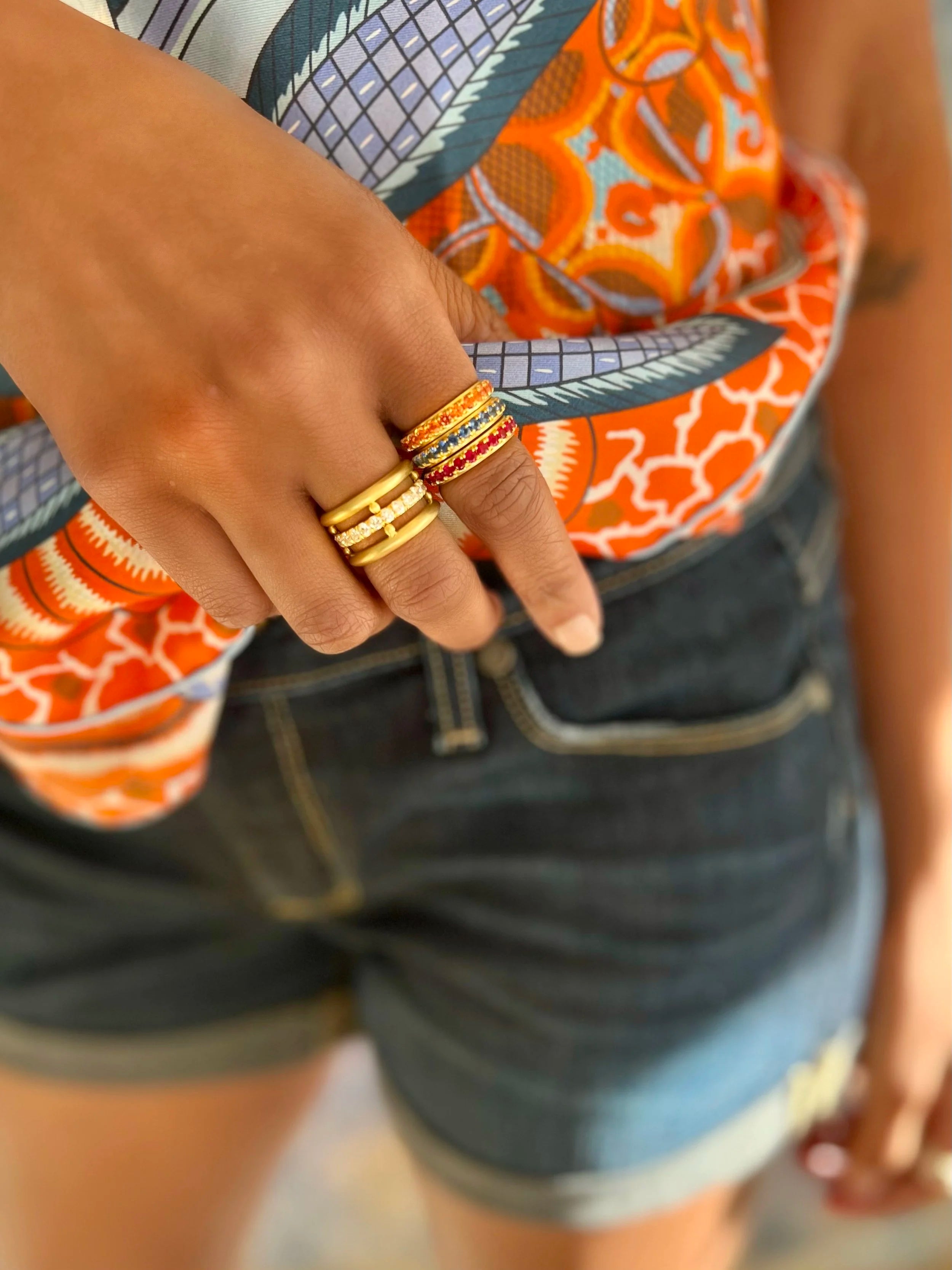 Edged Eternity Band - Ruby