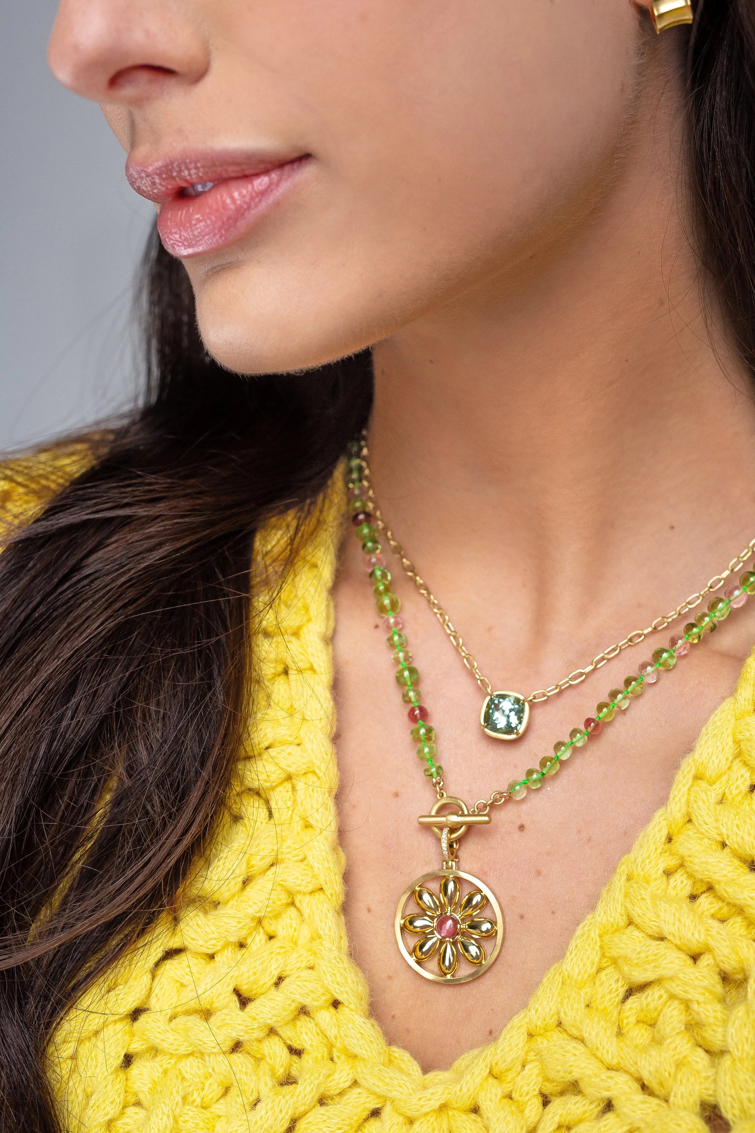 Flora Pendant - Green Tourmaline