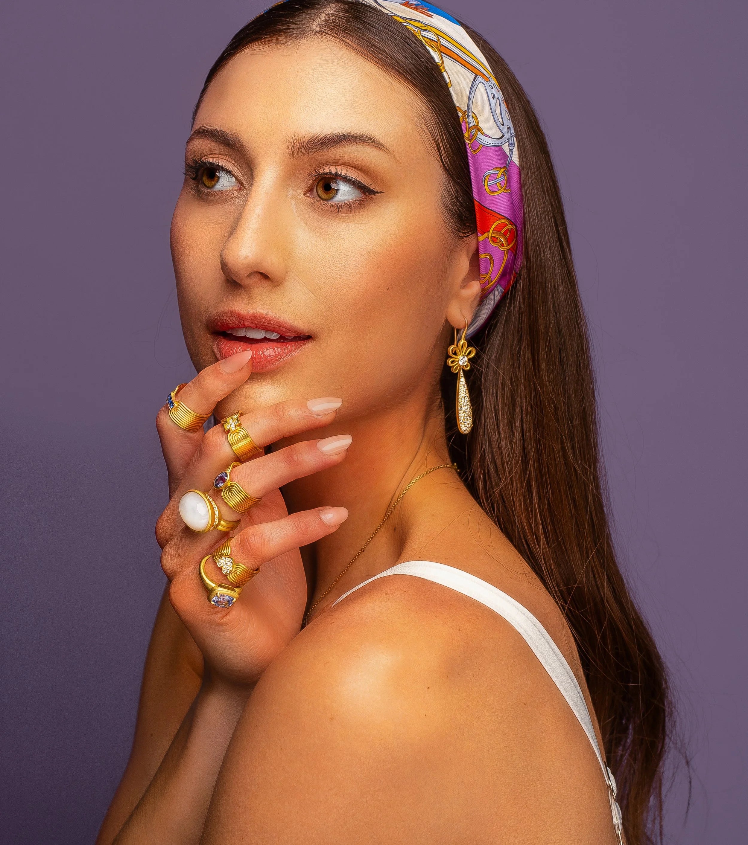 Ridged Band w/Pavé Cross - Diamond