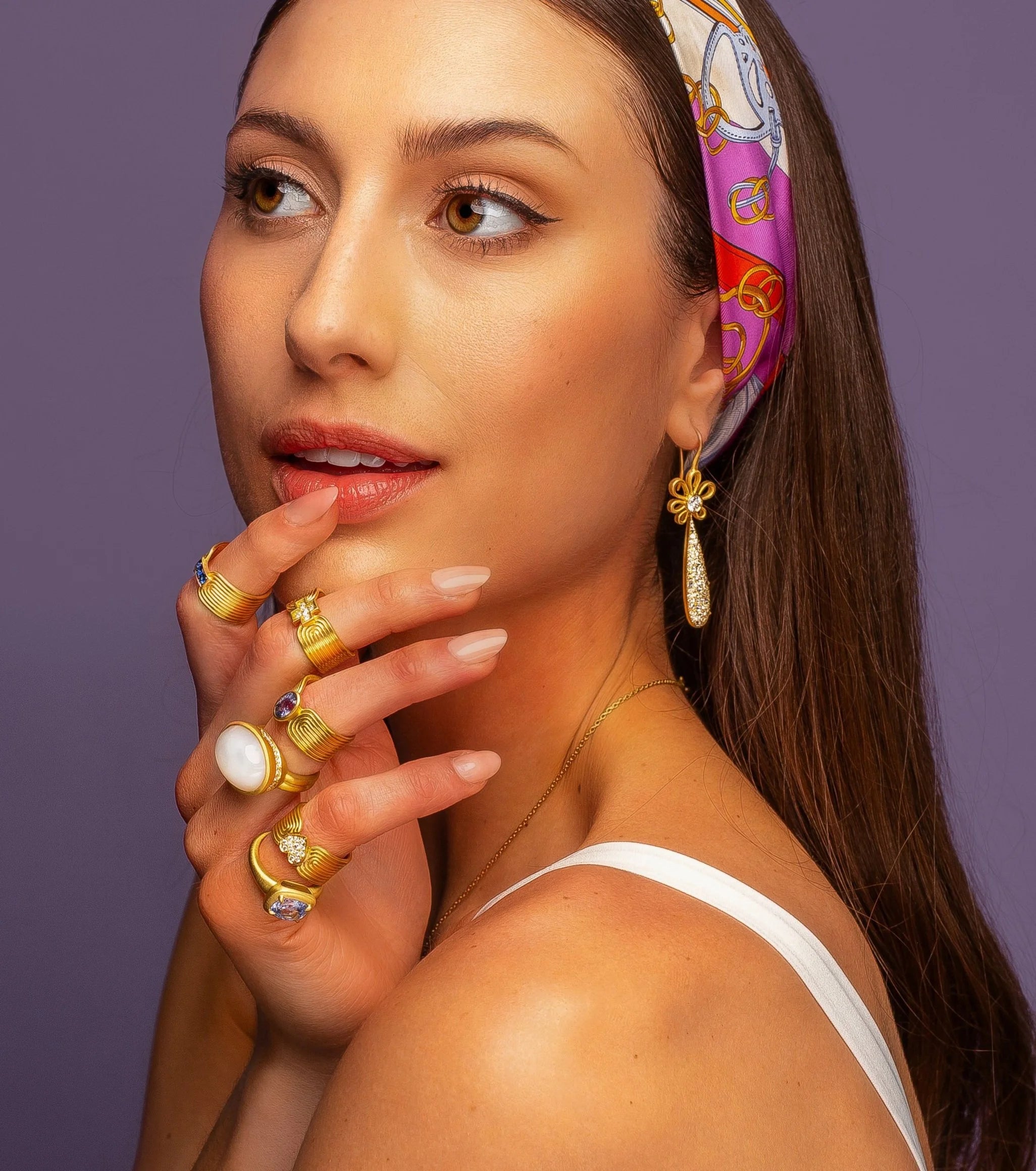 Pavé Flora Earrings - Diamond