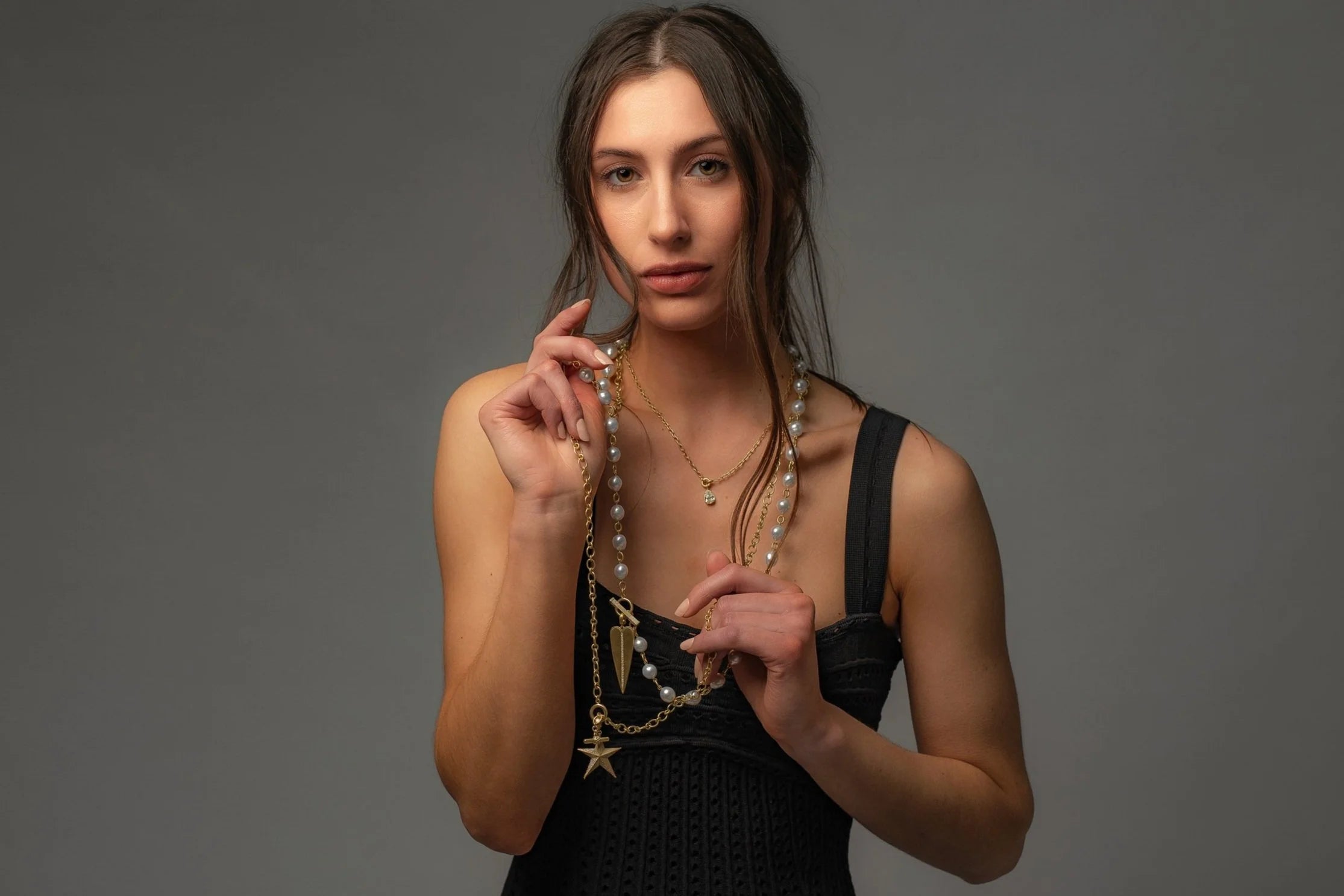 Skinny Heart Pendant Single Row Pavé - Diamond