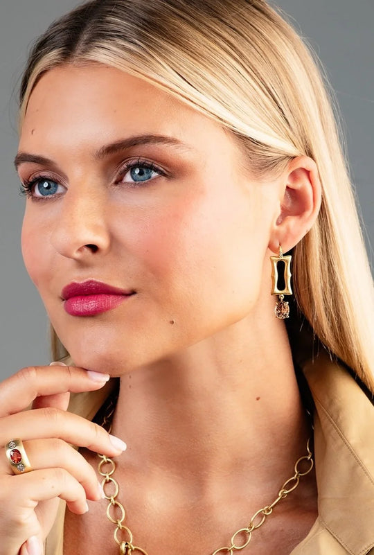 Long Frame Earrings - Champagne Tourmaline
