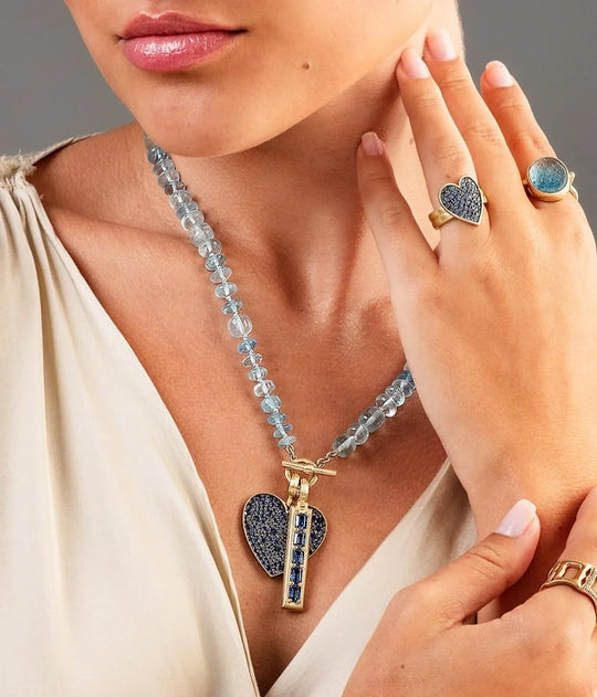 Aquamarine Beads with Toggle Clasp