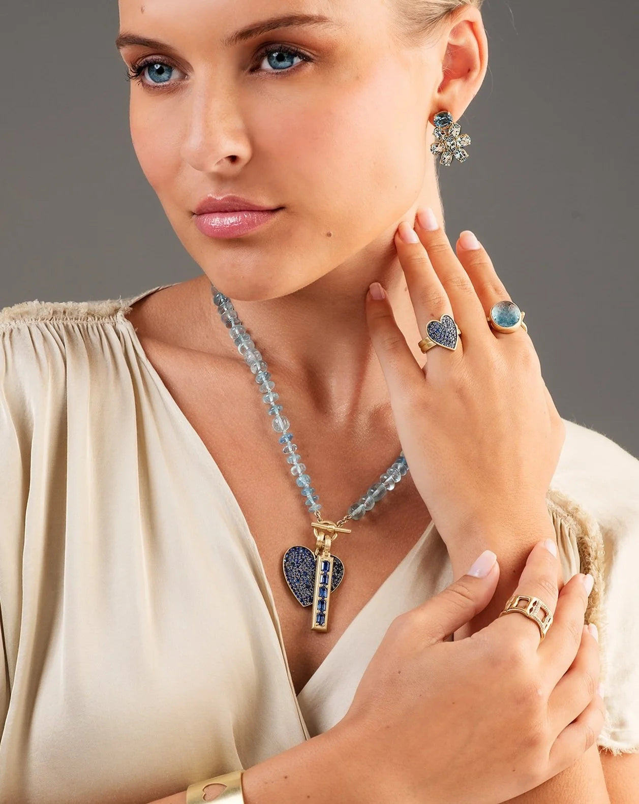 Medium Heart Pendant - Blue Sapphire