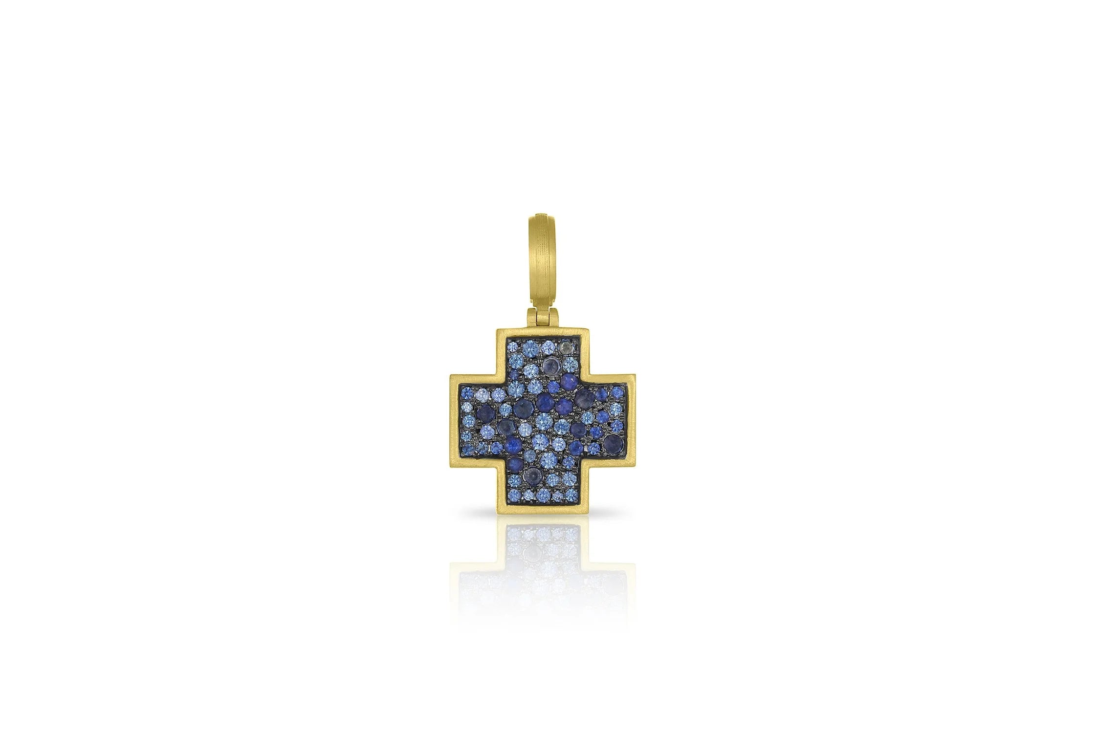 Pavé Cross Pendant - Blue Sapphire