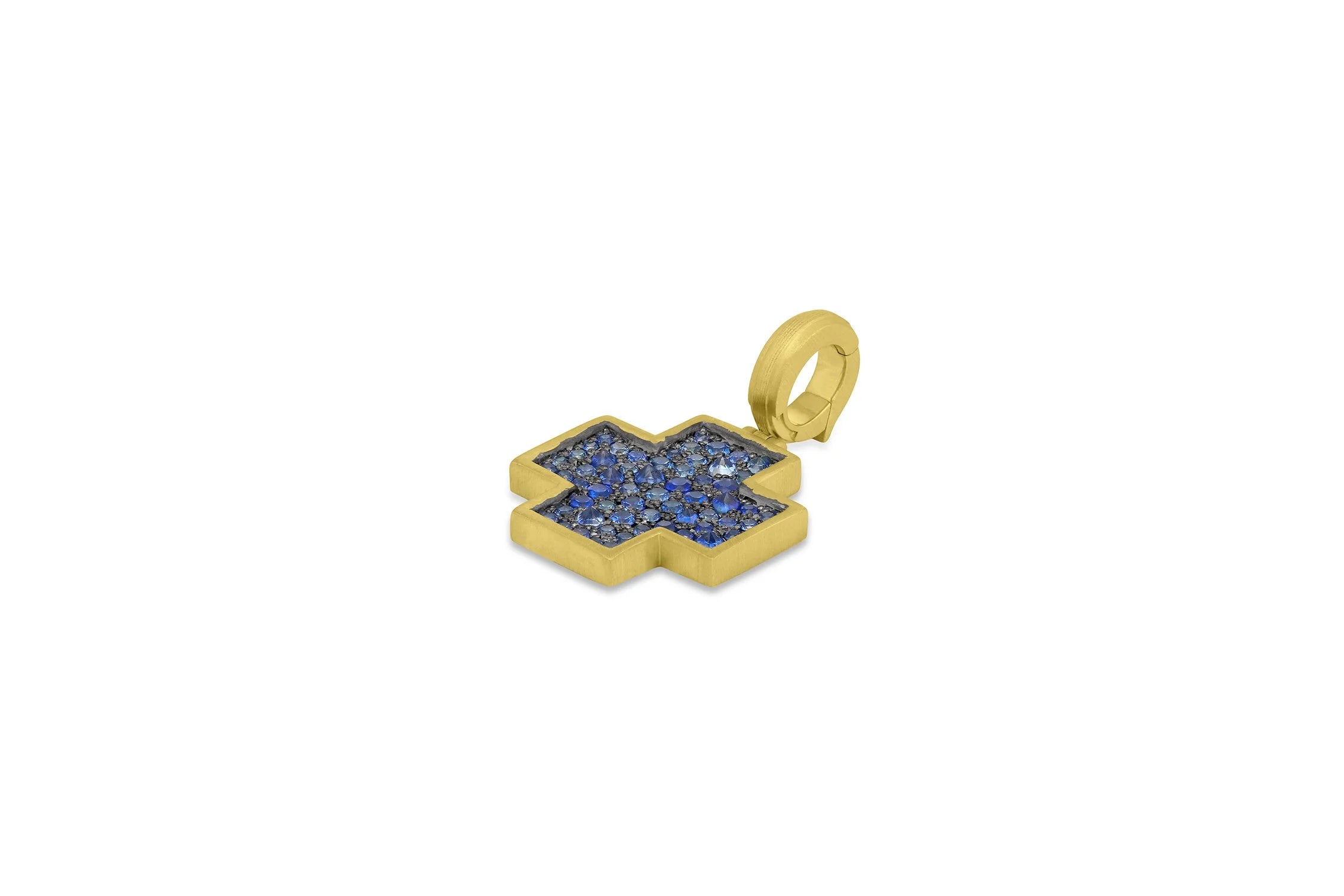 Pavé Cross Pendant - Blue Sapphire