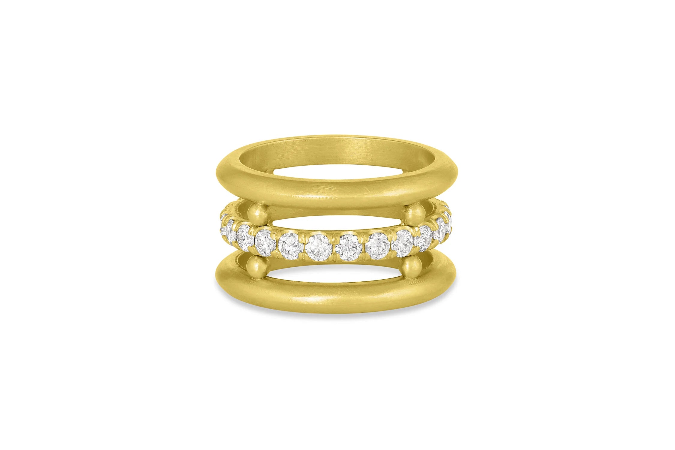 Bar Triple Band Ring with Pavé