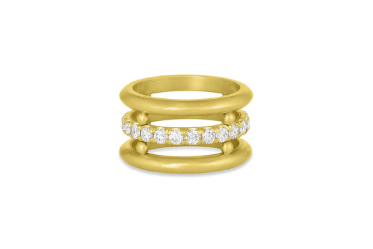 Bar Triple Band Ring with Pavé