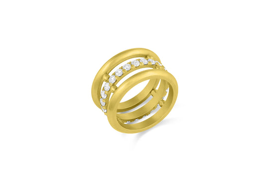 Bar Triple Band Ring with Pavé