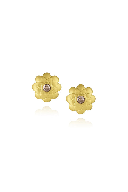 Pinecone Omega Earrings - Champagne Rose Cut Diamonds
