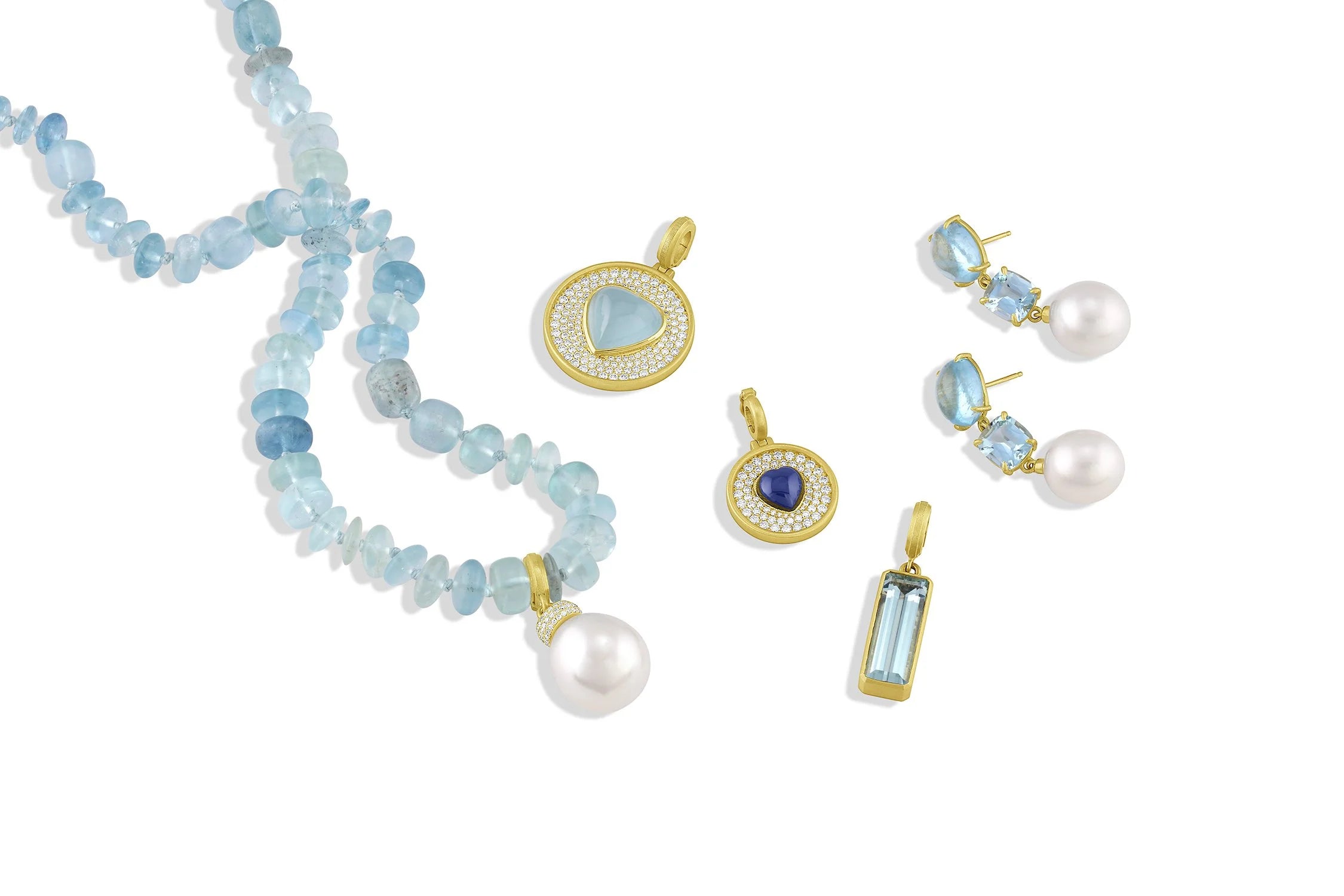 Aquamarine Beads with Toggle Clasp