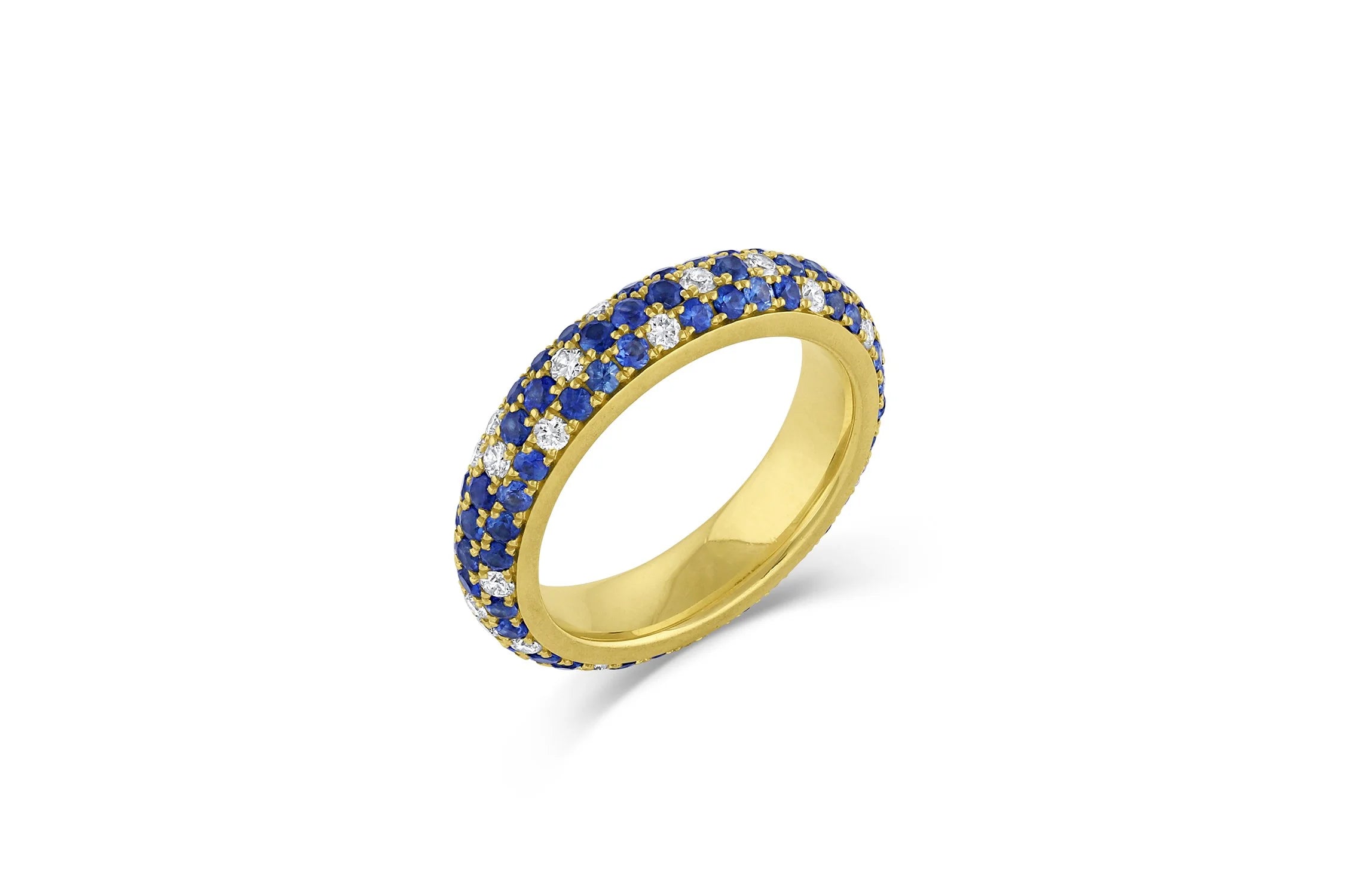 Triple Row Eternity Band - Diamond & Blue Sapphire