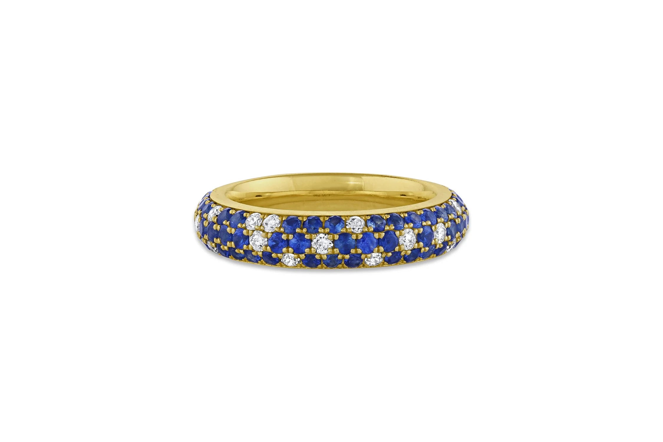 Triple Row Eternity Band - Diamond & Blue Sapphire