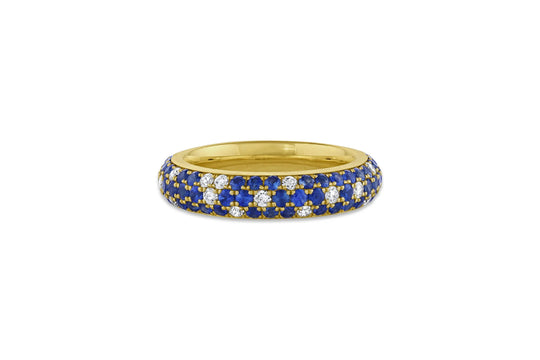 Triple Row Eternity Band - Diamond & Blue Sapphire