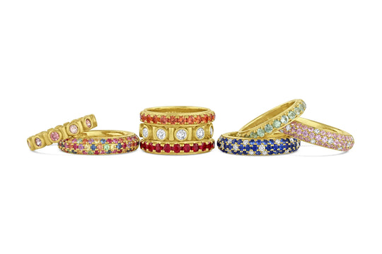 Edged Eternity Band - Ruby