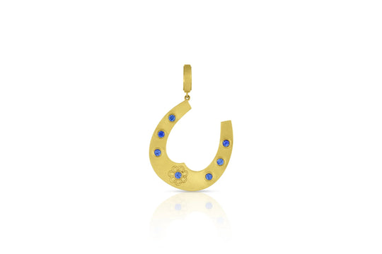 Horseshoe Pendant - Blue Sapphire