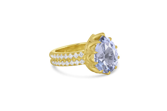 One of a Kind Ring with Pear Shaped Blue Beryl
