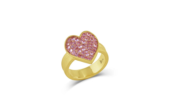 Pavé Heart Ring - Pink Sapphire