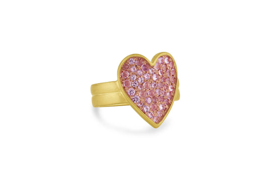 Pavé Heart Ring - Pink Sapphire