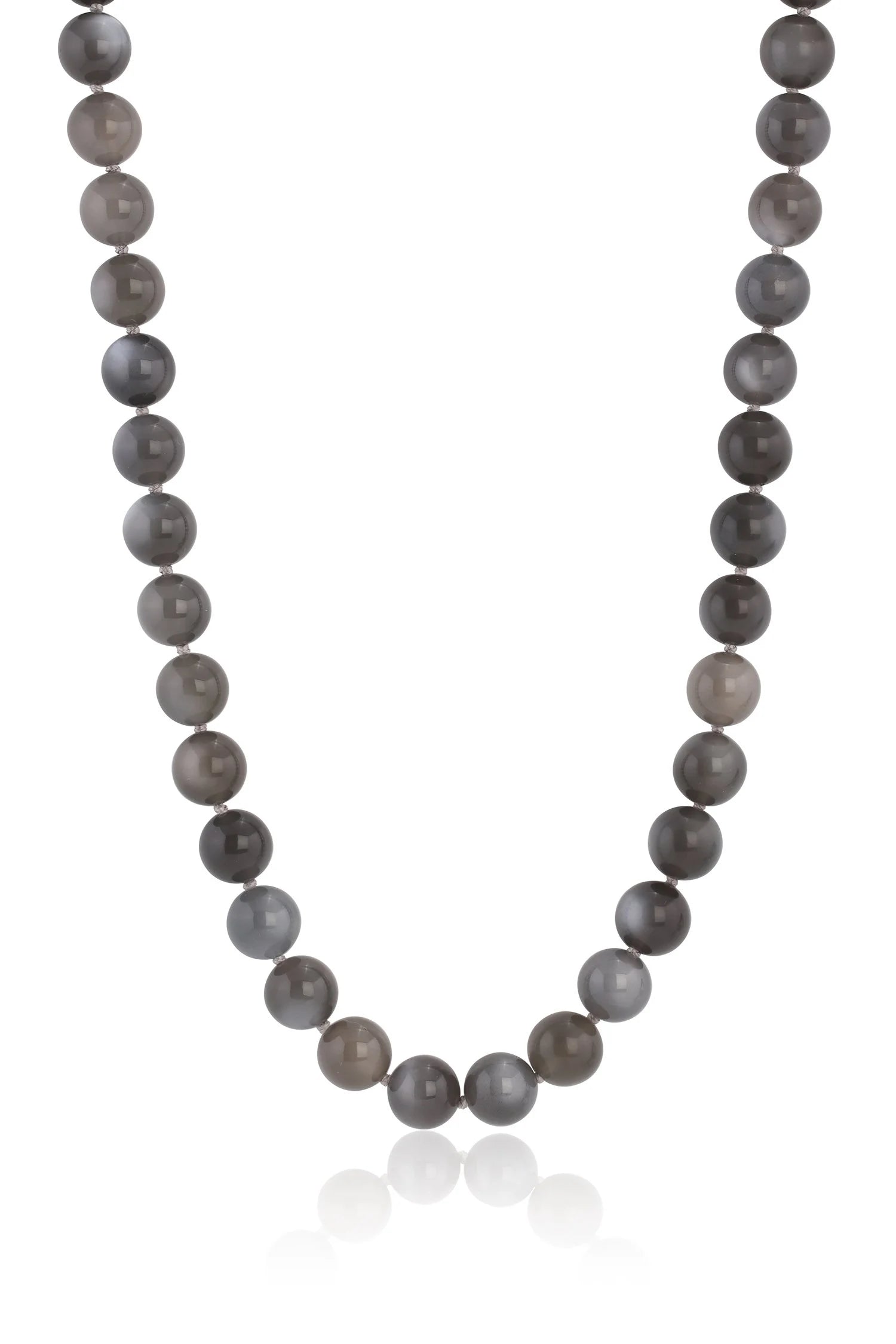 Round Grey Moonstone Beads with Toggle Clasp