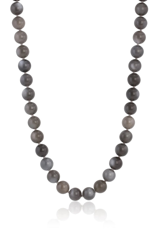Round Grey Moonstone Beads with Toggle Clasp