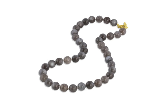 Round Grey Moonstone Beads with Toggle Clasp