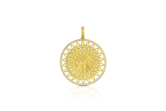 Sun Medallion Pendant - Diamond & Yellow Sapphire