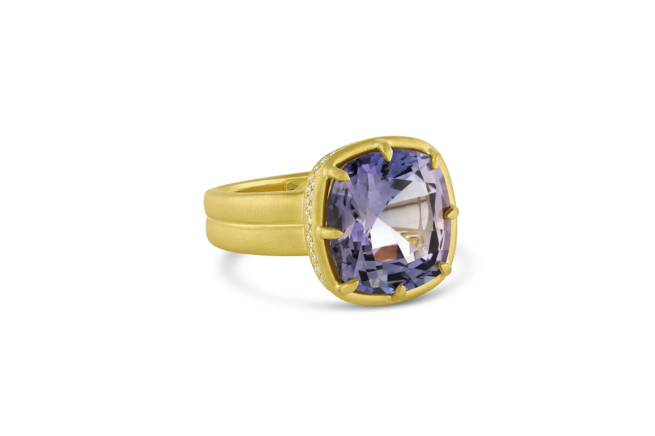 Cushion Cut 8 Prong Ring - Unheated Tanzanite