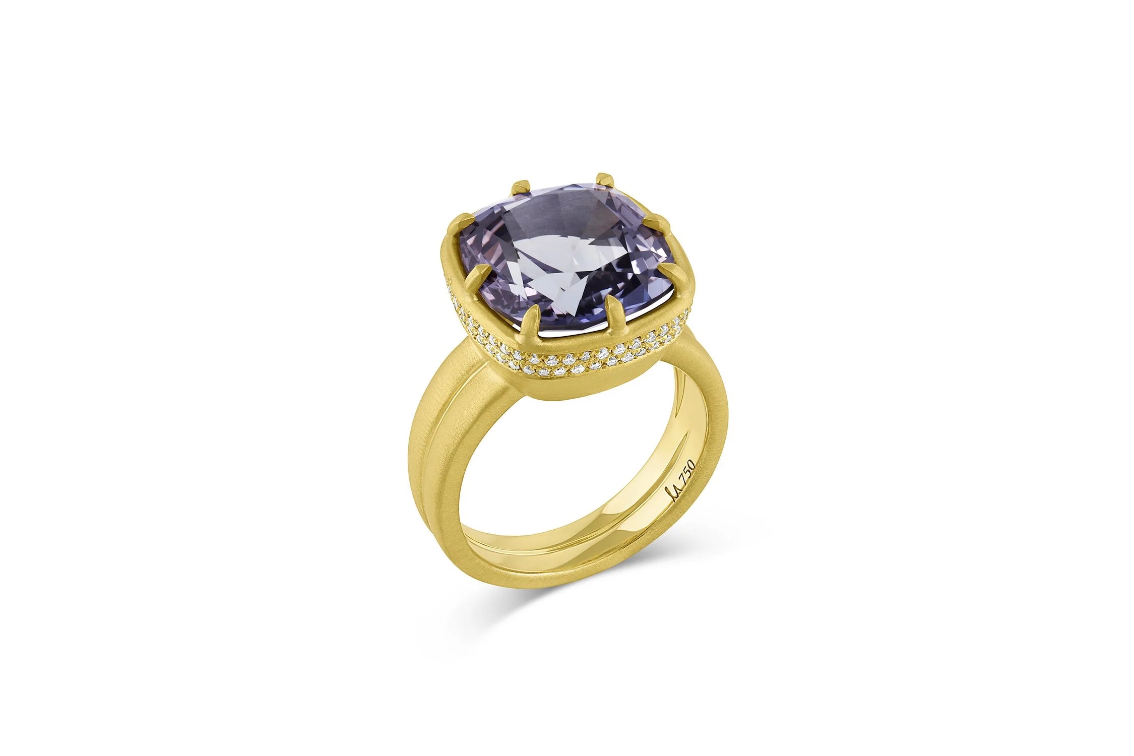 Cushion Cut 8 Prong Ring - Unheated Tanzanite
