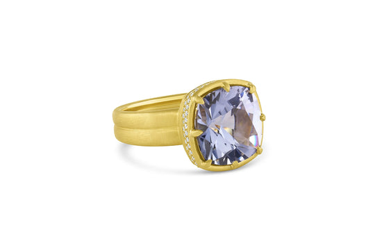Cushion Cut 8 Prong Ring - Blue Beryl