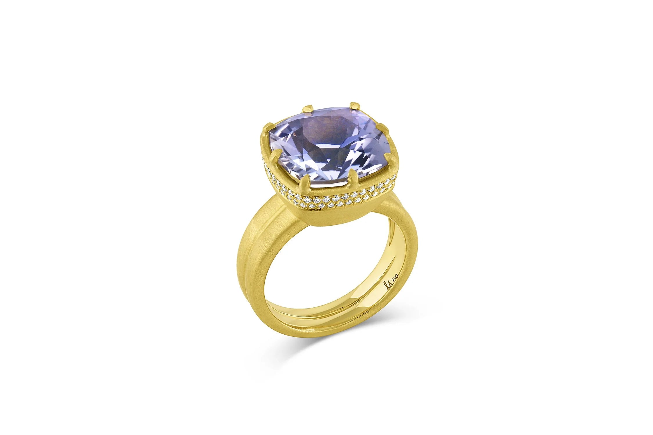 Cushion Cut 8 Prong Ring - Blue Beryl