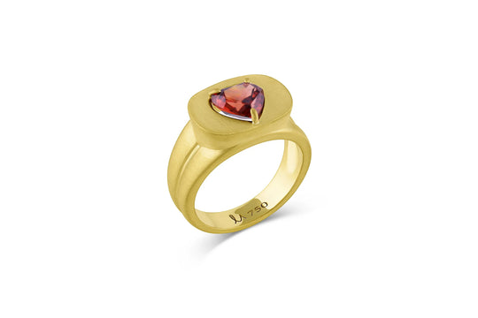 Signet Ring with Rose Zircon Heart