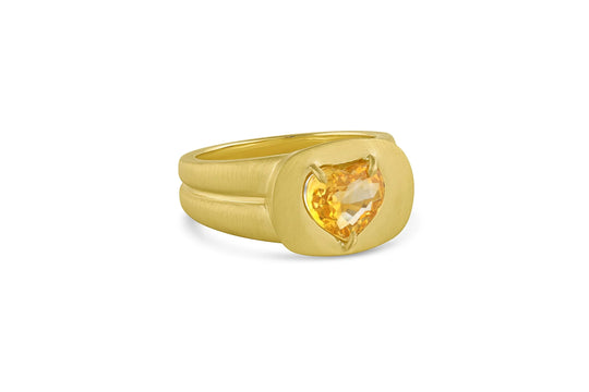 Signet Ring with Yellow Sapphire Heart