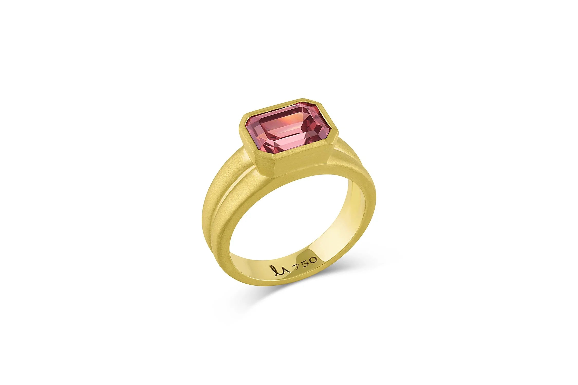 East/West Emerald Cut Ring - Rose Zircon