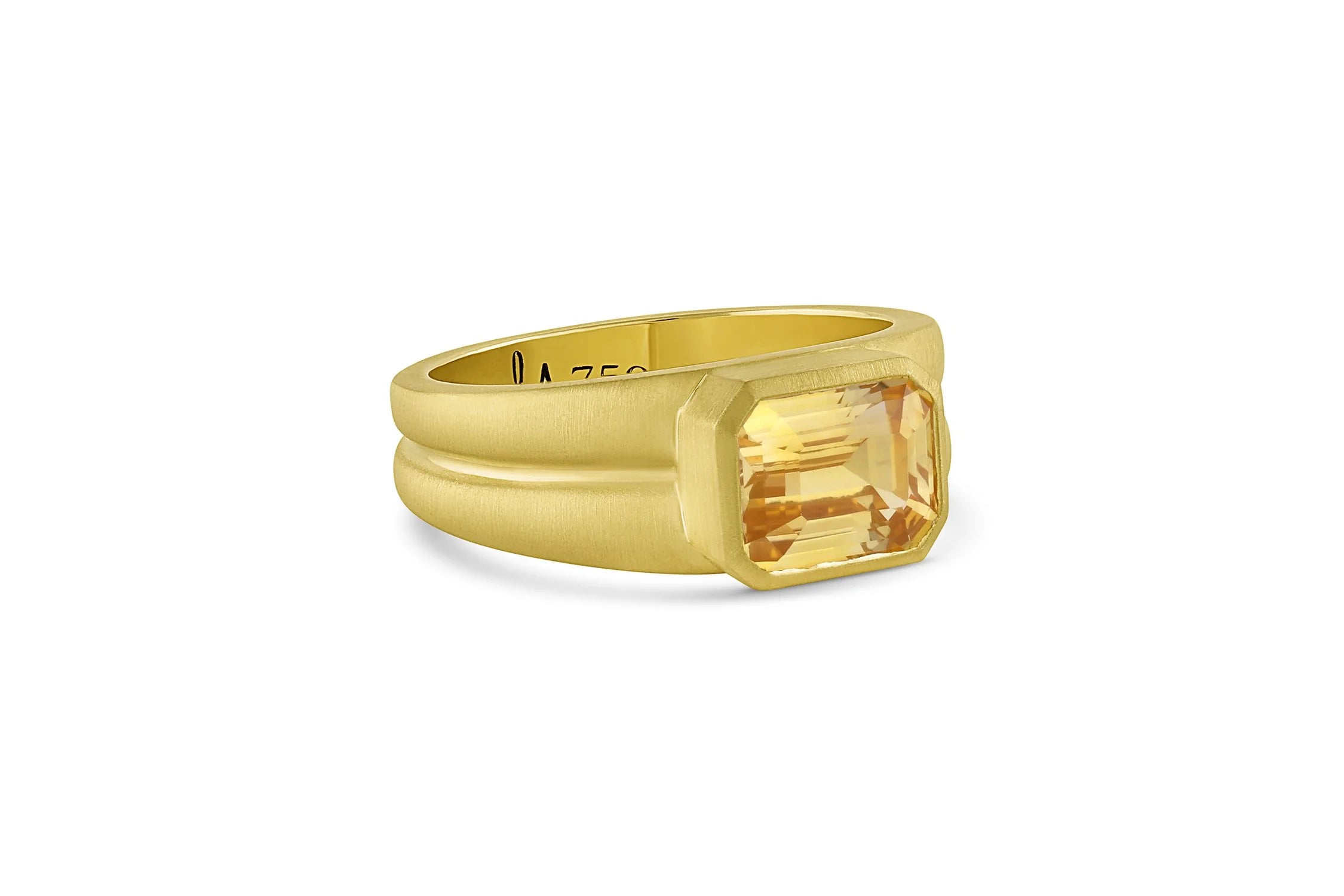East/West Emerald Cut Ring - Yellow Sapphire