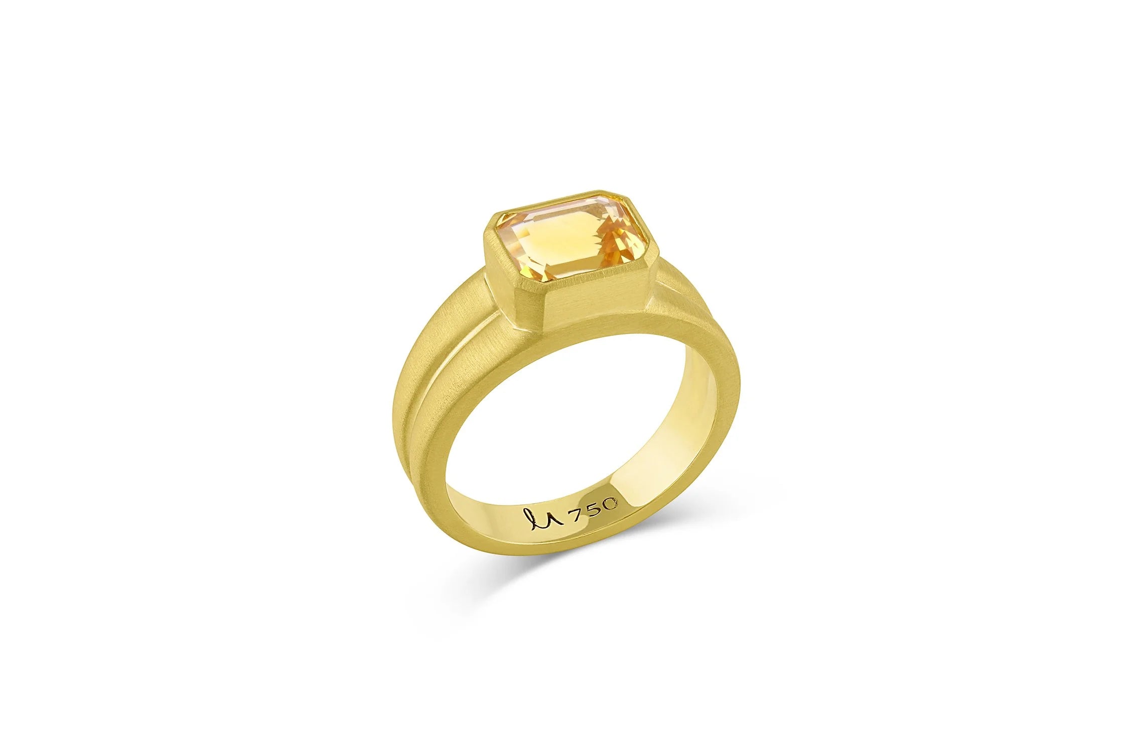 East/West Emerald Cut Ring - Yellow Sapphire