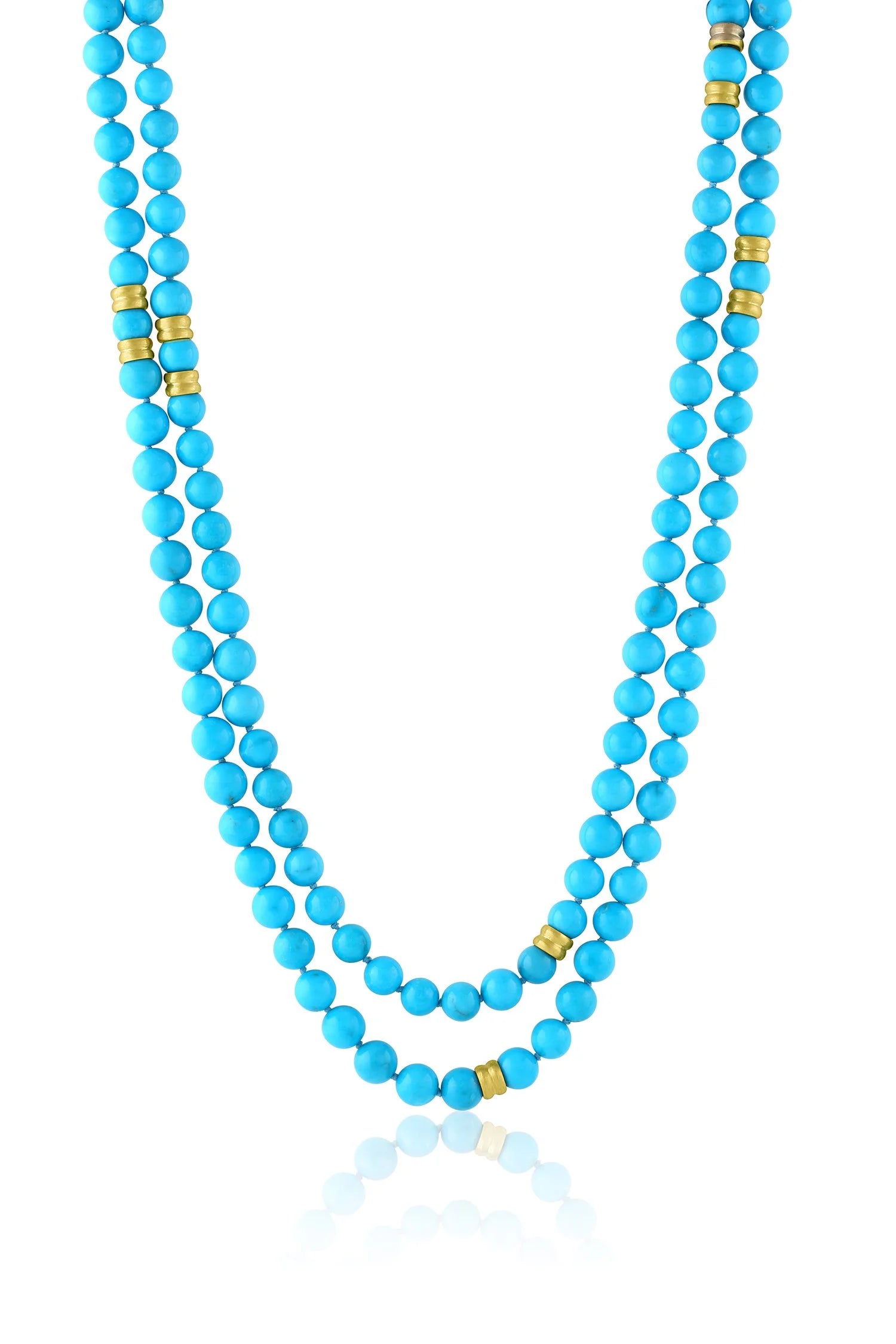 40" Sleeping Beauty Necklace with 11 Gold Beads