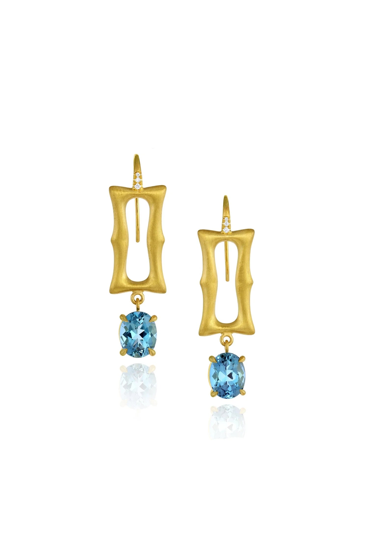 Long Frame Earrings - Aquamarine