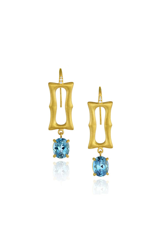 Long Frame Earrings - Aquamarine