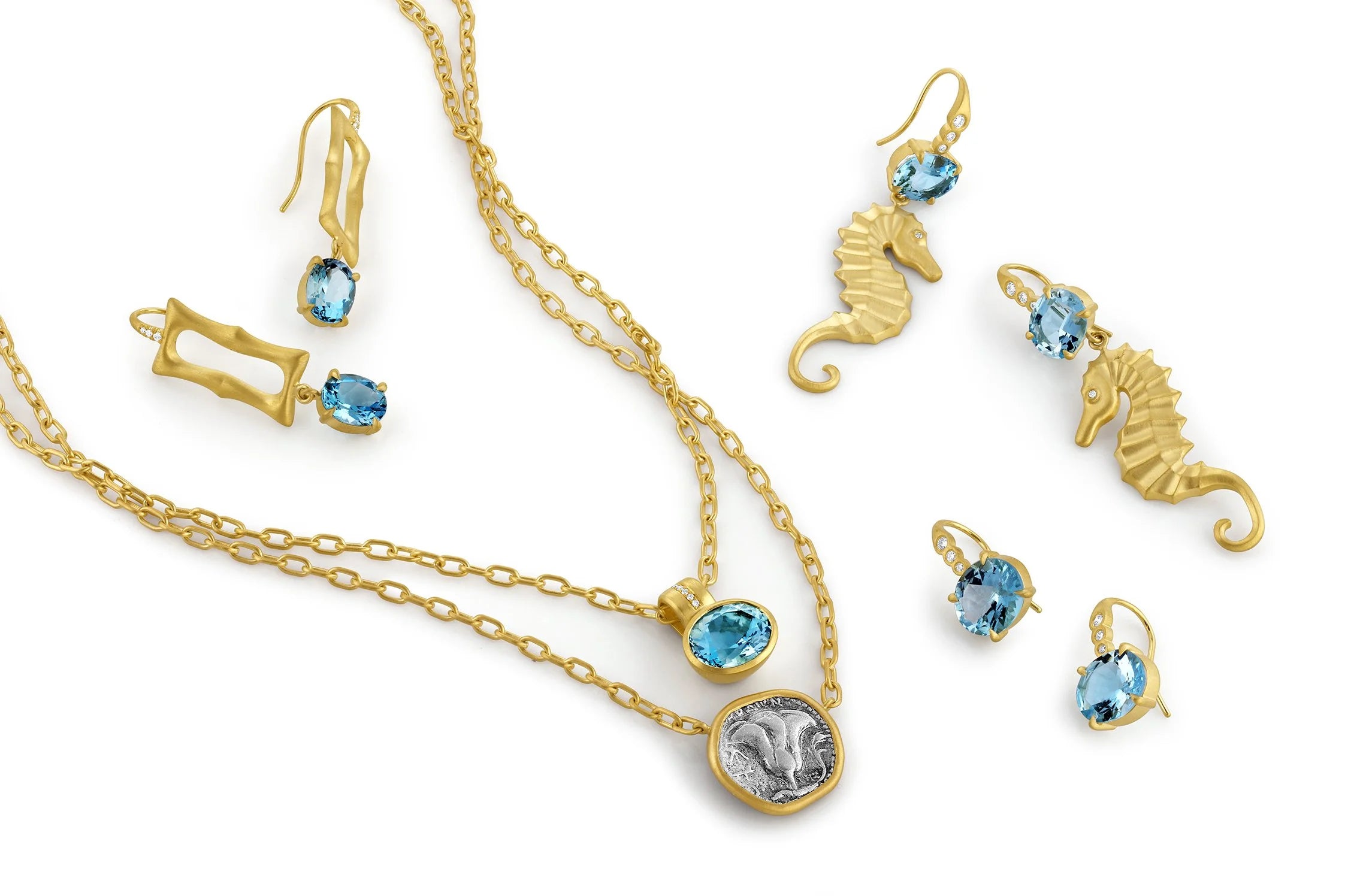 Long Frame Earrings - Aquamarine
