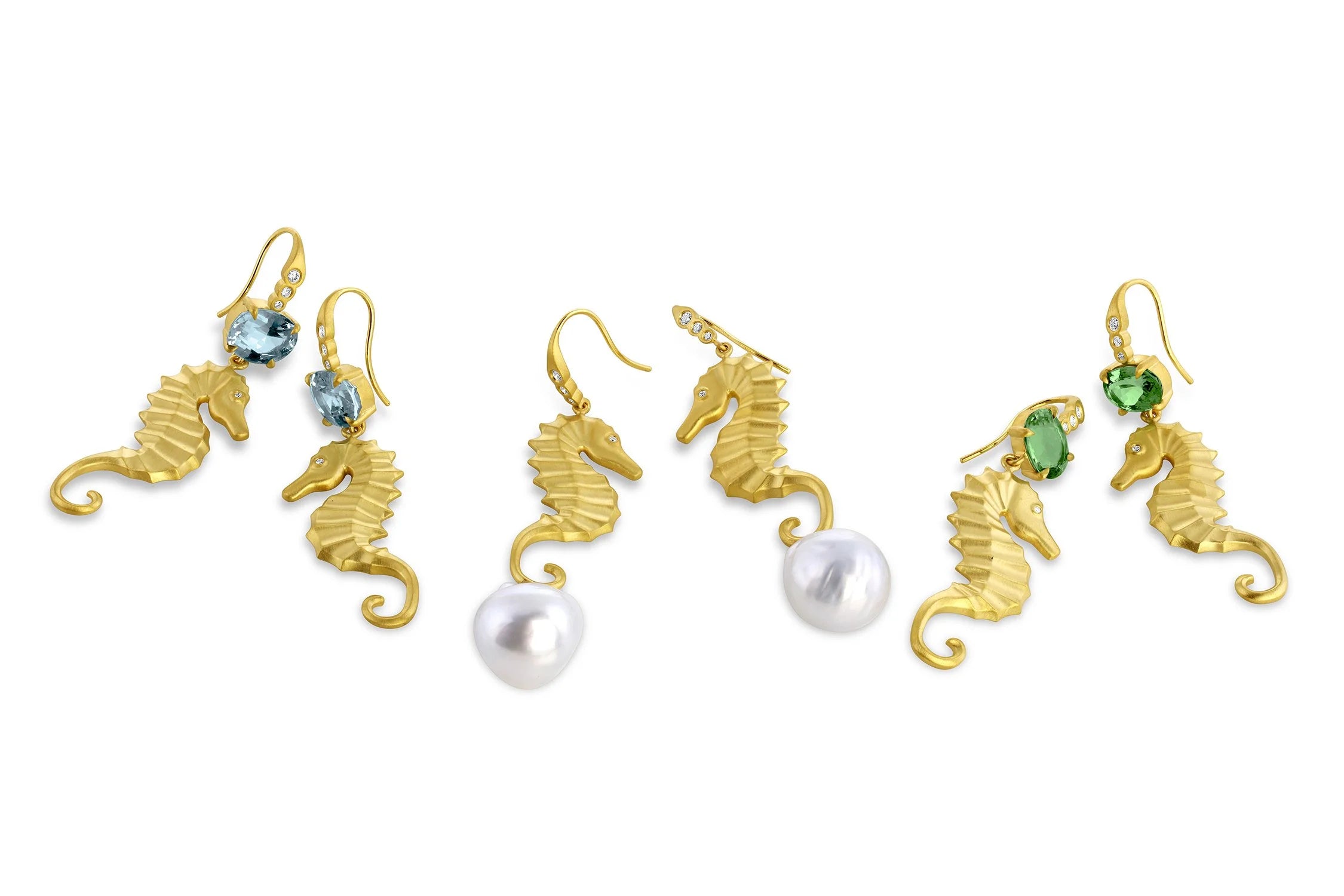 Seahorse Earrings - Baroque South Seas Pearls
