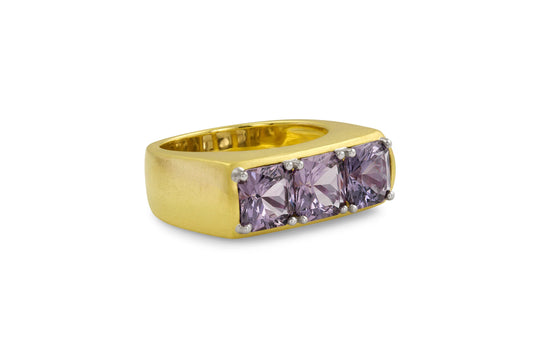 Amani Triple Stone Ring with Grey Spinel