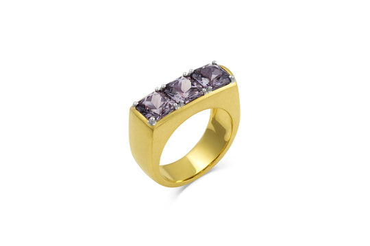 Amani Triple Stone Ring with Grey Spinel