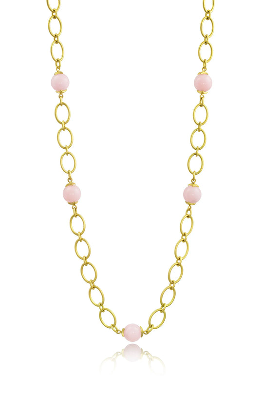 Bahari Link Chain Necklace - Pink Opal